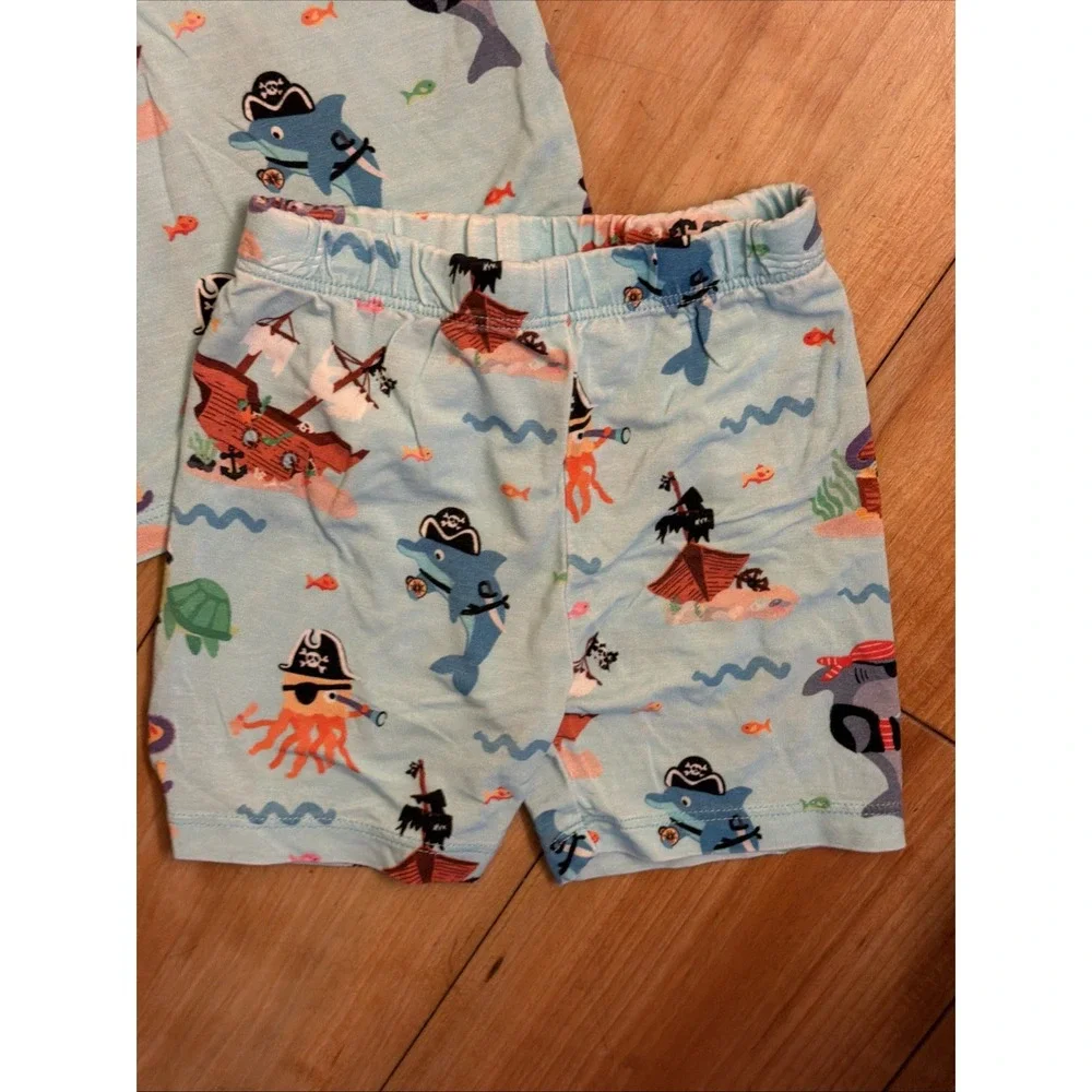 Birdie Bean Baby Boys 18-24 Months Pirates Bamboo Shorts Pajamas Set VGC